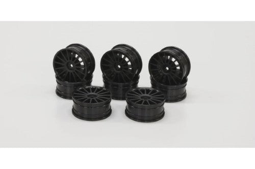 Kyosho P10 Aero 24mm Black Wheels, 8-pack, designed for superior stability and grip in RC racing.
