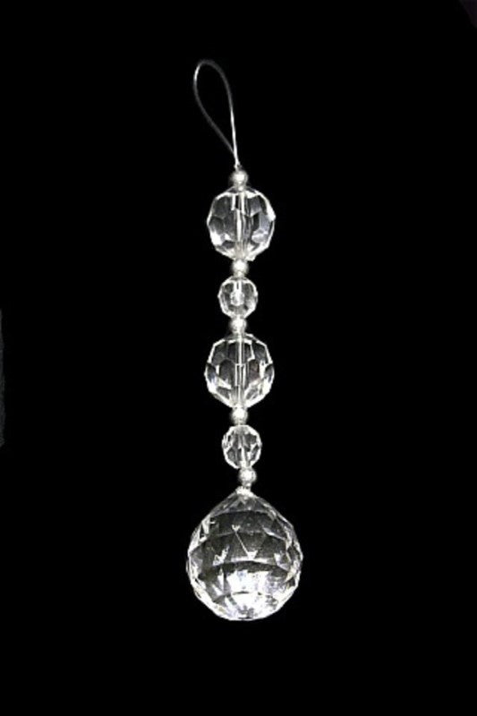 Hanging Bead Strand - 4 Beads + 5 Silver Balls + 1 Large Ball - Set of 12