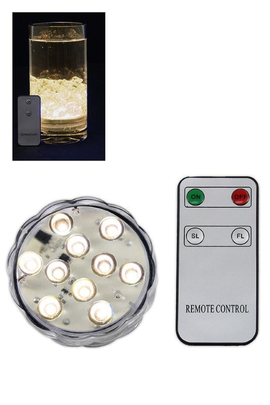10 LED Warm White Submersible Light (3 X AAA Required) Remote Control - Set of 4