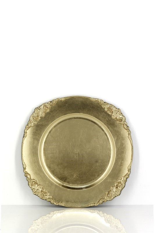 Baroque Gold Foil Charger Plate Plastic - Set of 24