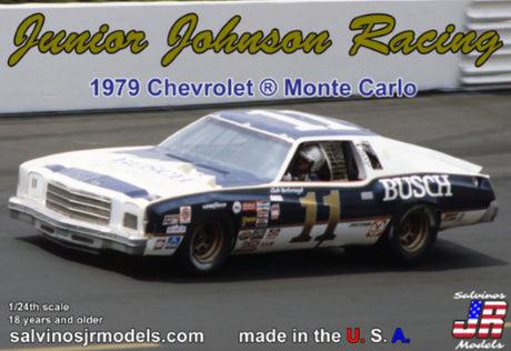 1/25 scale model of the J. Johnson Chevy Monte Carlo, detailed tribute to the 1979 Junior Johnson Racing car.