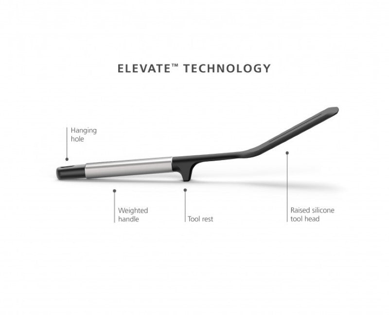 Joseph Joseph Elevate Silicone Slotted Turner with sleek stainless-steel handle and heat-resistant silicone head, ideal for versatile cooking.