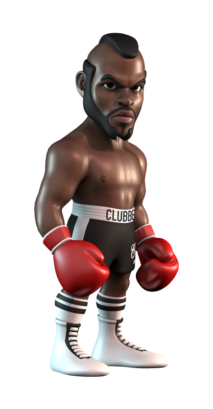 Collectible MINIX Rocky Clubber Lang figurine, 6 inches tall, detailed, vibrant, showcasing Mr. T's iconic character.