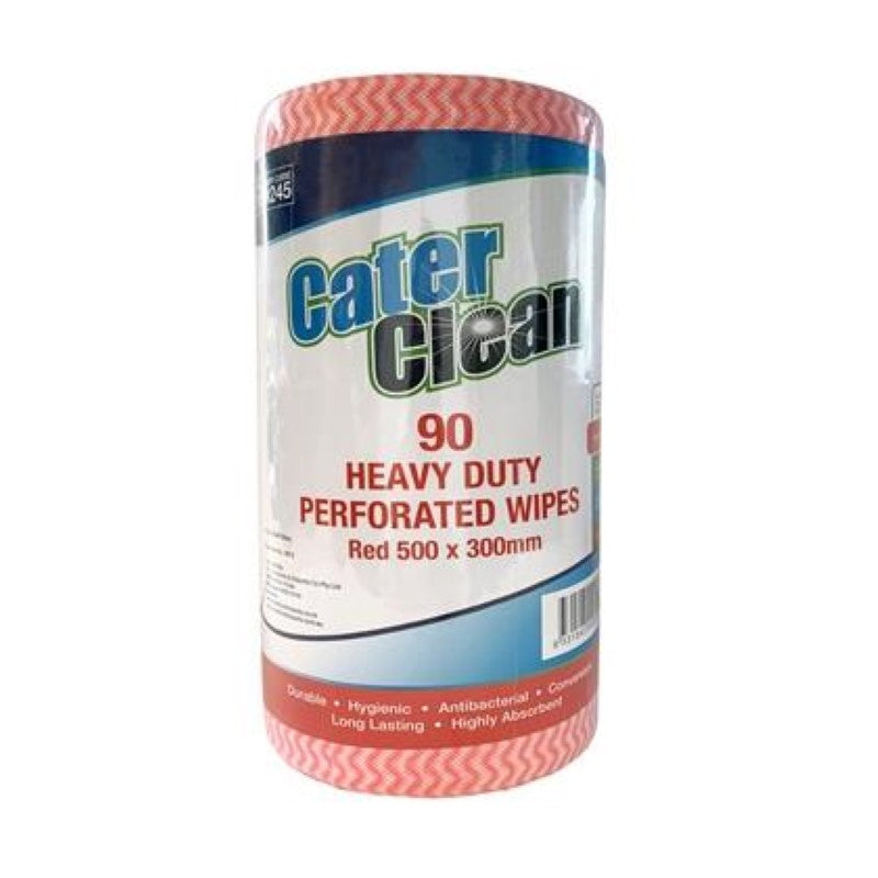 Wipes Heavy Duty Perforated Red 500X300Mm - Cater Clean - 90PC