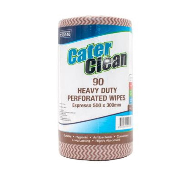 Wipes Heavy Duty Perforated Espresso 500x300mm 90 Piece - Cater Clean - 90PC