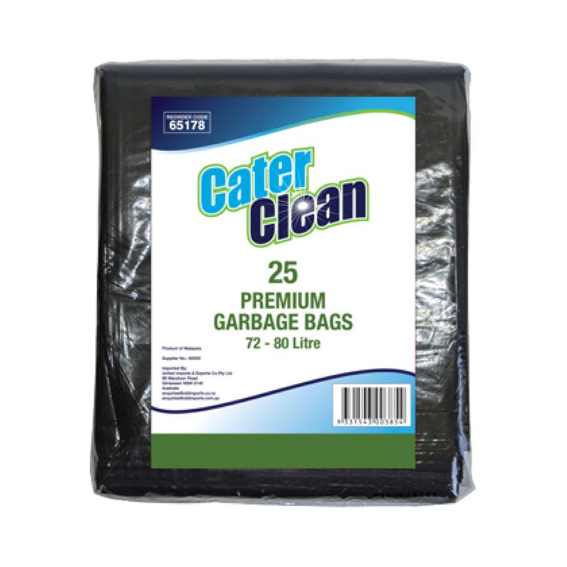 Bag Rubbish Black Premium 72-80L - Cater Clean - 25PC