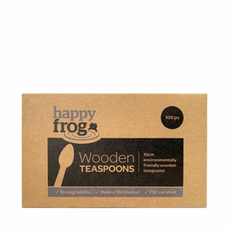 Teaspoons Wooden 10Cm Birch Wood - Happy Frog - 100PC