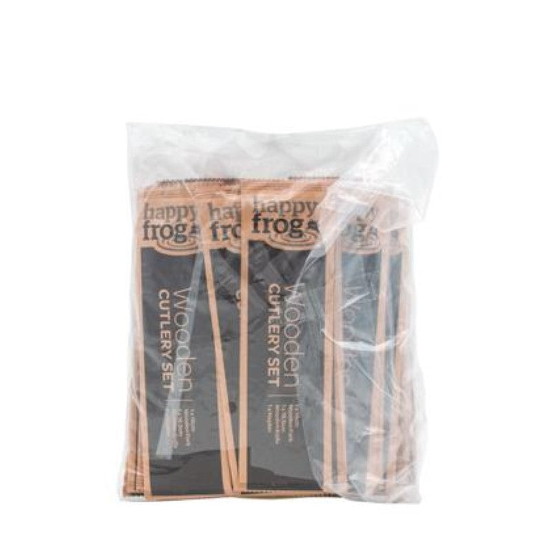 Cutlery Set Wood Knife Fork Napkin - Happy Frog - 500PC