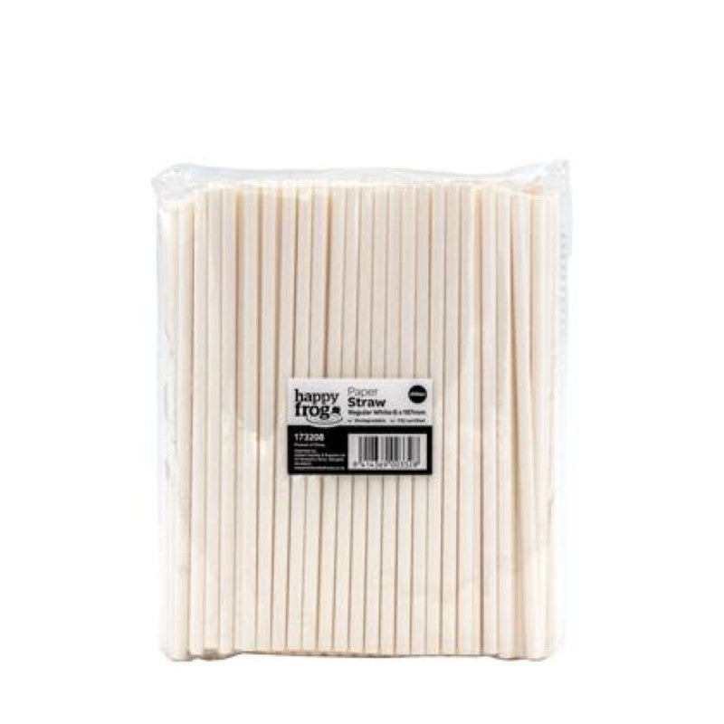 Straws Paper White 6X197Mm - Happy Frog - 200PC