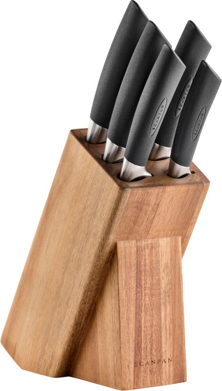 Knife Block Set w/Sharpening - Scanpan Sax Acacia (6Pc)