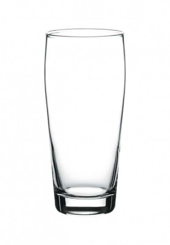 Set of 12 durable Pasabahce Jubilee Beer Glasses, featuring gauge marks and a solid base for optimal stability and measurement.