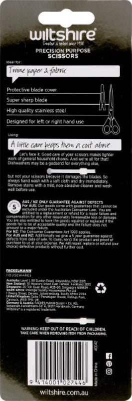 Wiltshire Precision Purpose Scissors with stainless steel blades and ergonomic handles for easy cutting of poultry and meat.