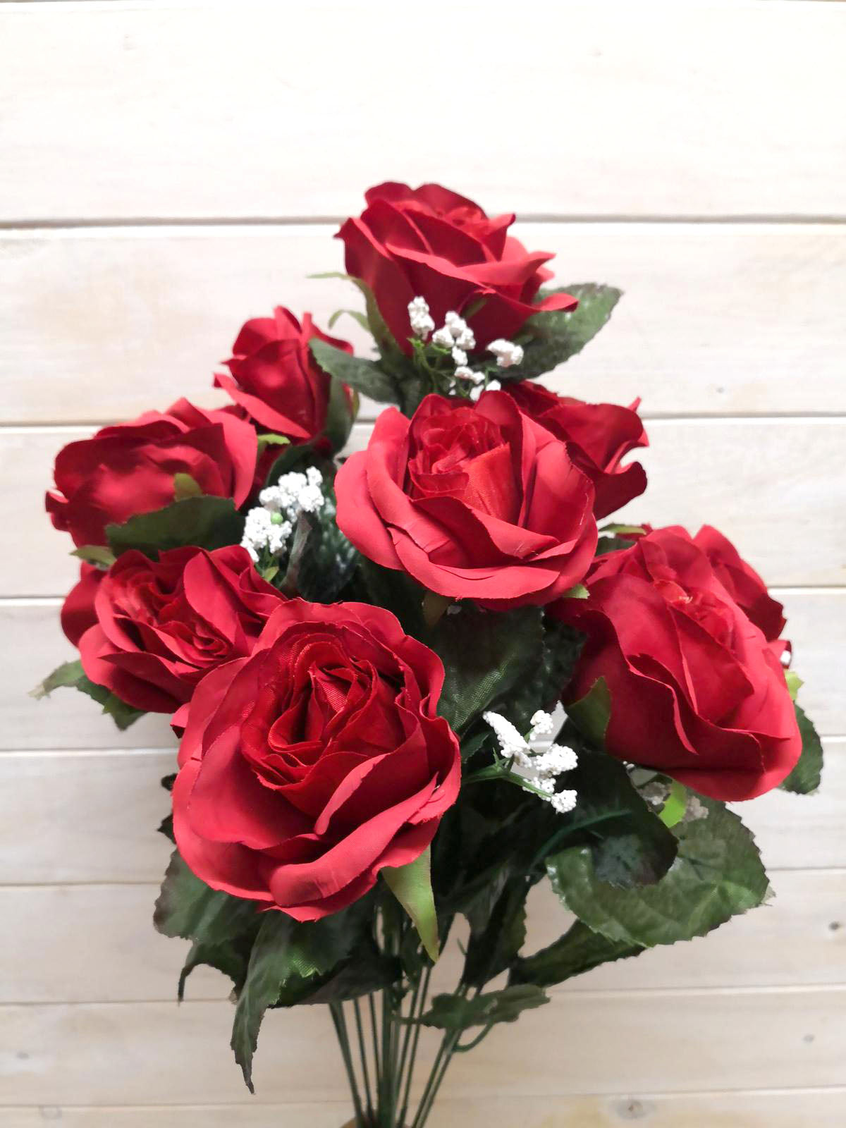 Artificial - Large Rose Bud Bush With Gyp Red