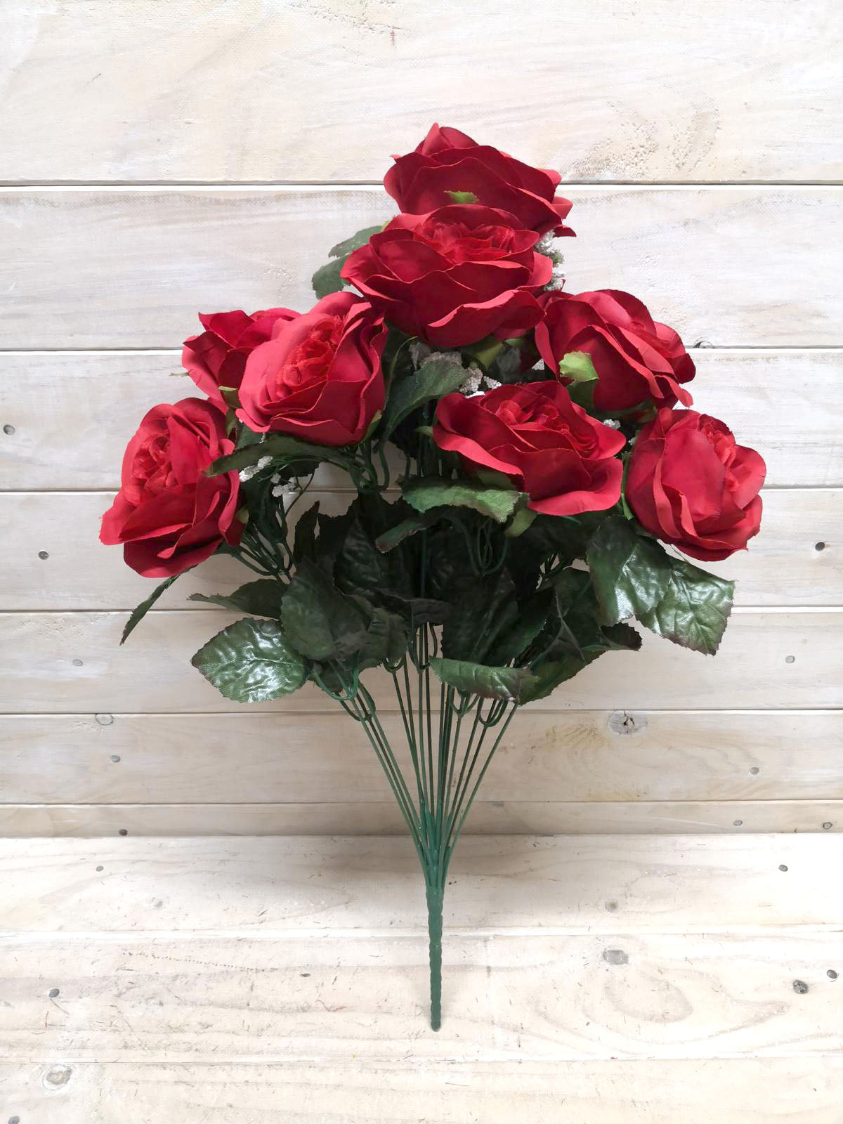 Artificial - Large Rose Bud Bush With Gyp Red