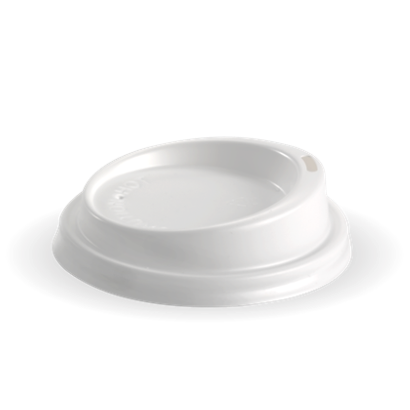 Lid Hot Cup Plastic White 80mmW) - Biopak - 50PC