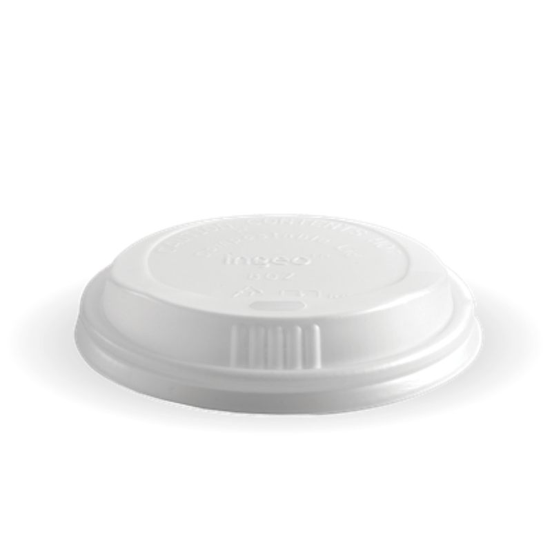 Lid Hot Cup Bioplastic 80mm White - Biopak - 50PC
