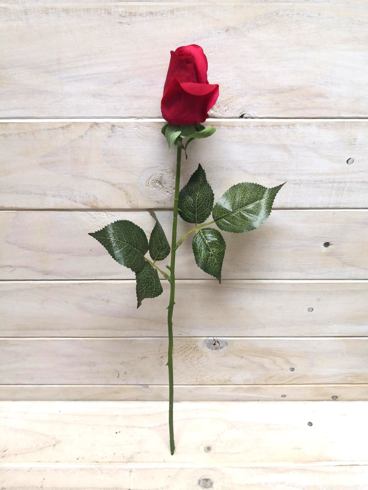 Artificial Flower -Rose - Real Touch Rose Bud Stem RED