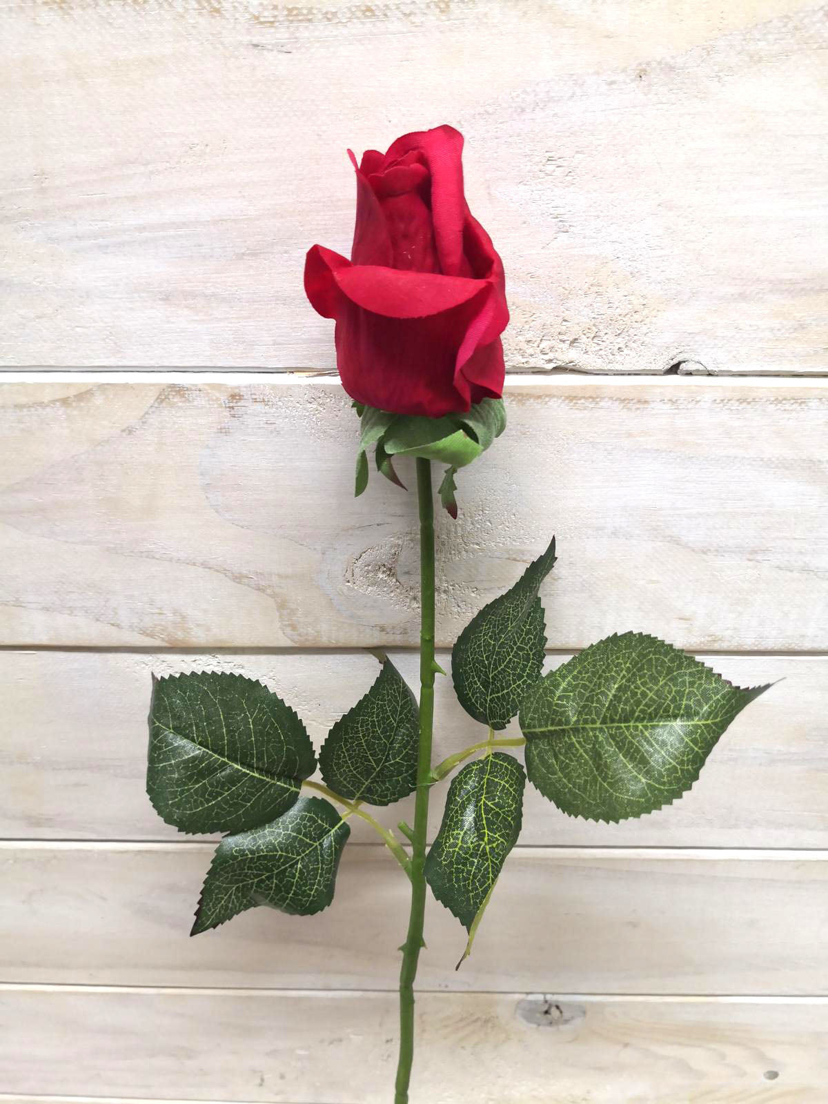 Artificial Flower -Rose - Real Touch Rose Bud Stem RED