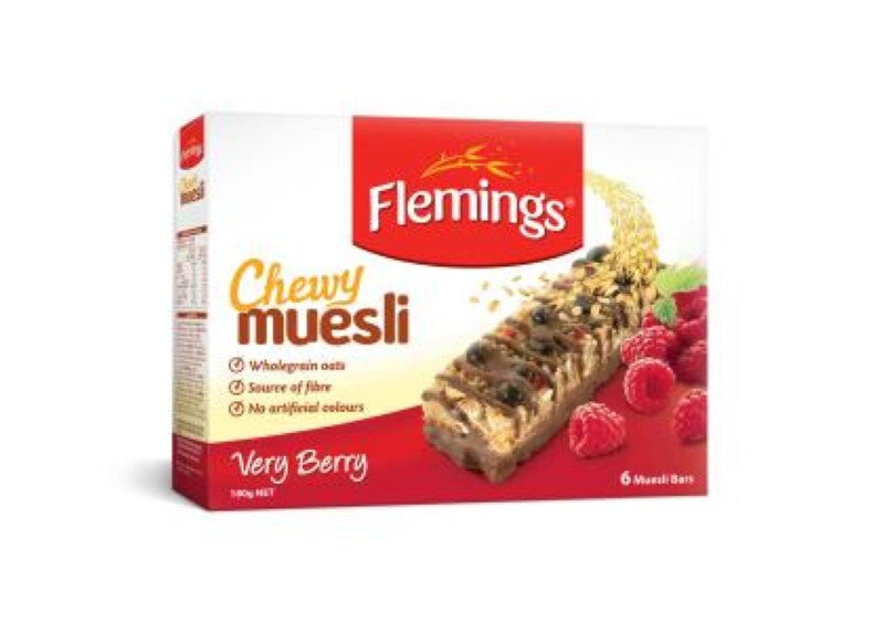 Muesli Bar Chewy Very Berry - Flemings - 6PC