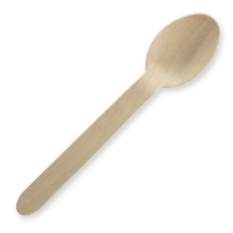 Spoon Wooden 16cm Birch (160x28mm) - Biopak - 100PC