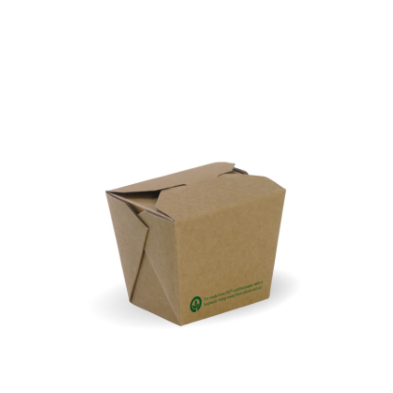 Box Noodle 8oz Brown Lined (60x45x65mm) - Biopak - 50PC