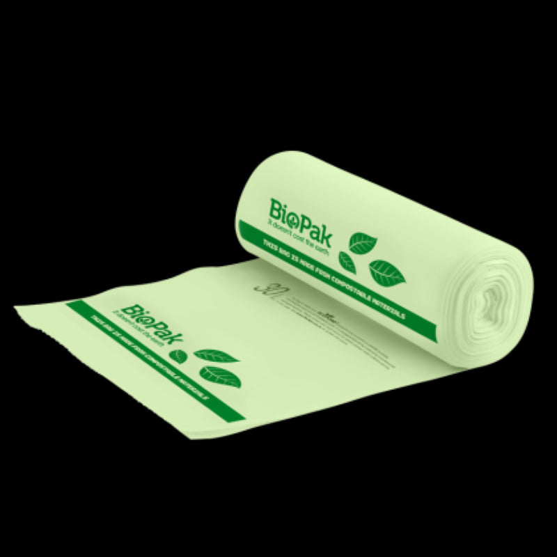 Bag Bin Liner Compostable Green 570x510mm 30L - Biopak - 25PC