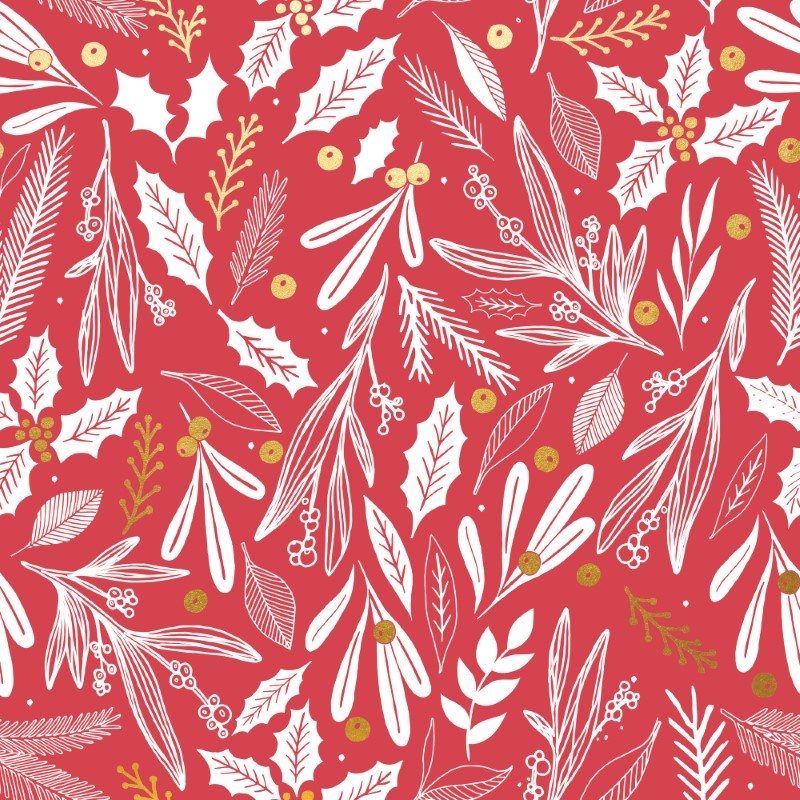 Wrapping Paper - Mistletoe Wrap Red Gold