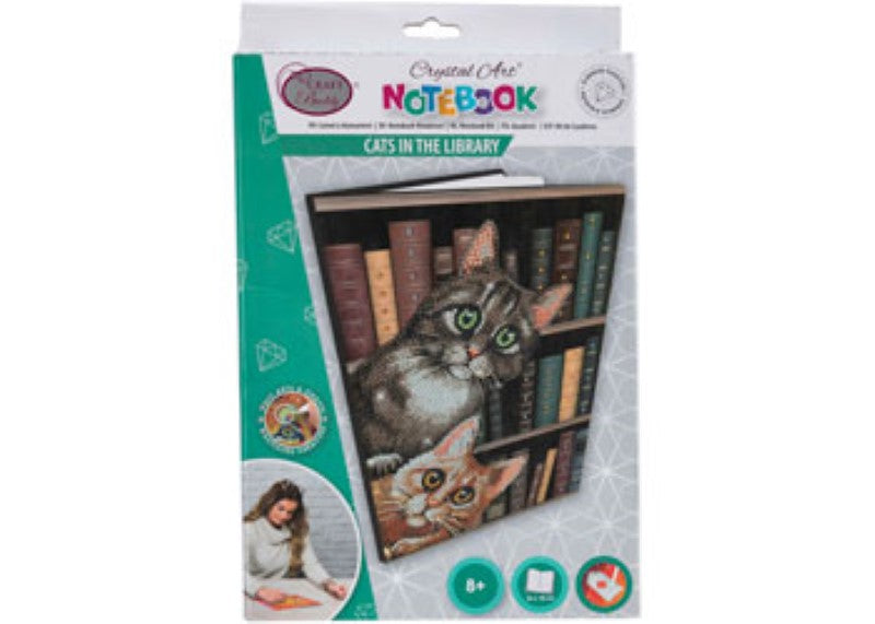 CrystalArt - Cats in the Library Notebook 18x26cm