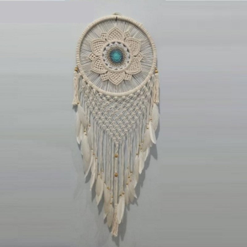 Natural with Teal Flower Dreamcatcher 40cm