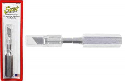 Heavy-duty metal Hobby Tool #6 knife with hexagonal handle and shatter-resistant safety cap for precision crafting.