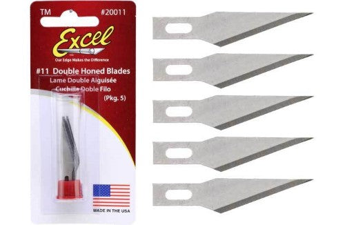 Five precision straight-edged blades for versatile cutting in artistic and crafting projects, made from durable carbon steel.