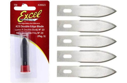 Five #2 double edge curved replacement blades made from durable high carbon steel for precision crafting and cutting.