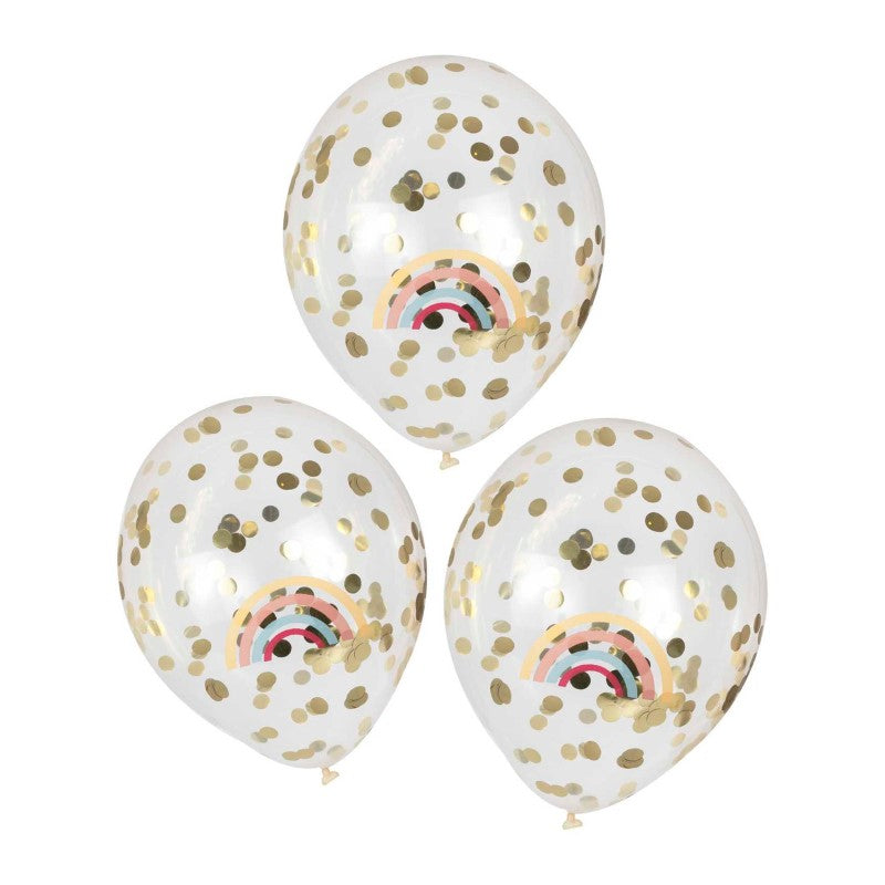 Happy Everything Balloons Rainbow Printed Confetti Filled - Pack of  5 x 12 inch