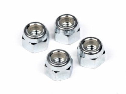 Pack of 4 M4 Nylock nuts for RC vehicles, ensuring secure performance and durability in high-stress conditions.