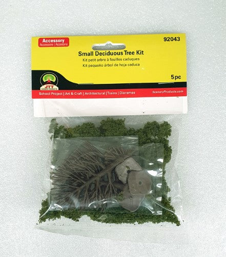 Set of 5 finely crafted deciduous trees, 35-75mm tall, perfect for enhancing model landscapes and dioramas.