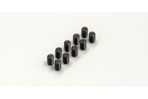 Kyosho M3x5 grub screw set (10-pack) for RC cars, ensures secure parts and optimal performance.