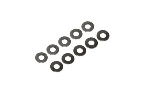 Set of 10 M4.5x10x0.5 washers for RC models, ensuring secure fits and durability in vehicle assembly.