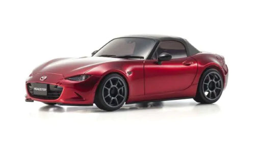 Kyosho MR-03N-RM body shell featuring Mazda MX5 in Soul Red Metallic, designed for optimal RC performance and style.