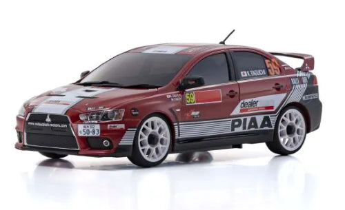 Kyosho MA020 Evo X body shell for RC cars, featuring realistic 2008 PWRC details and durable construction.