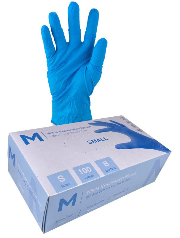 Nitrile Examination Gloves Powder Free - Blue, XS,(Box of 1000)