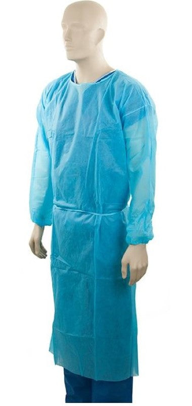 Polypropylene Isolation Gown - Blue, 1200mm x 1400mm, 40gsm (30)