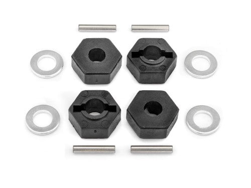 Maverick 12mm Wheel Hub Hex Set (4) enhances RC vehicle performance with durable, high-quality components for stability and handling.