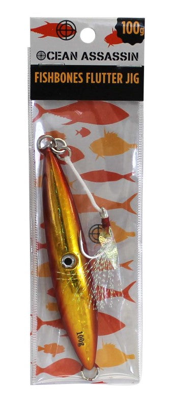 Ocean Assassin Fishbones Flutter Jig - Orange 100g