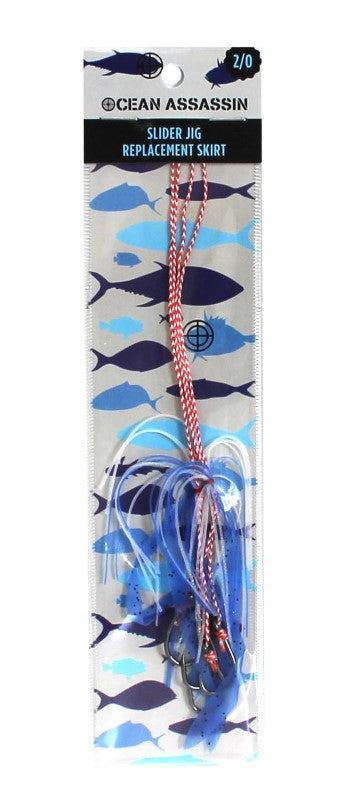 Ocean Assassin Slider Jig Replacement Skirts - 2/0 Hook - Blue