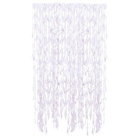 Blush pink pampas leaf ribbon backdrop, 100m, perfect for elegant events and DIY photo booths.
