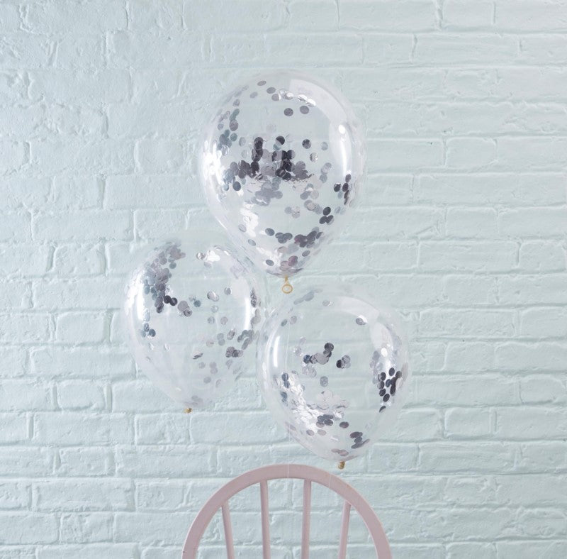 Pick & Mix Balloons Confetti Silver - Pack of 5