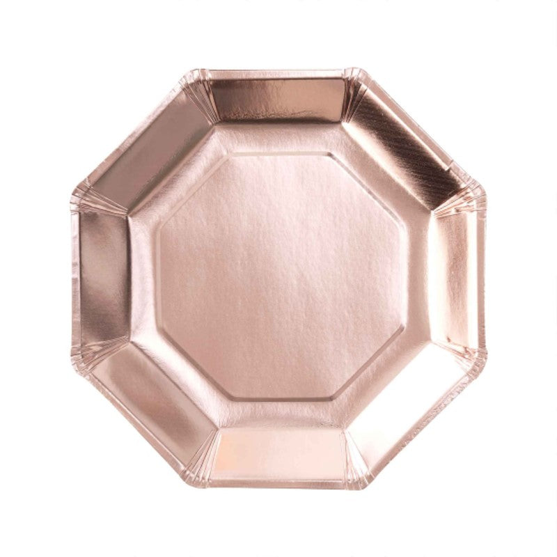 Pick & Mix Rose Gold Paper Plates Plain Rose Gold - Pack of 8