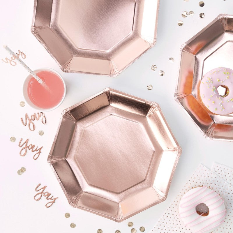 Pick & Mix Rose Gold Paper Plates Plain Rose Gold - Pack of 8