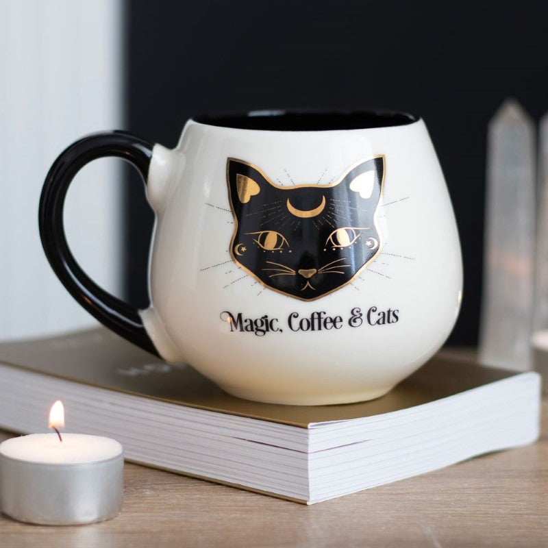 Magic, Coffee & Cats Ceramic Rounded Mug