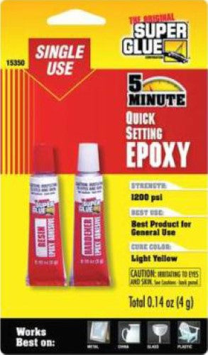 Quick-setting 5 min epoxy adhesive (6gm) for versatile crafts, providing strong bonds for wood, metal, glass, and ceramics.